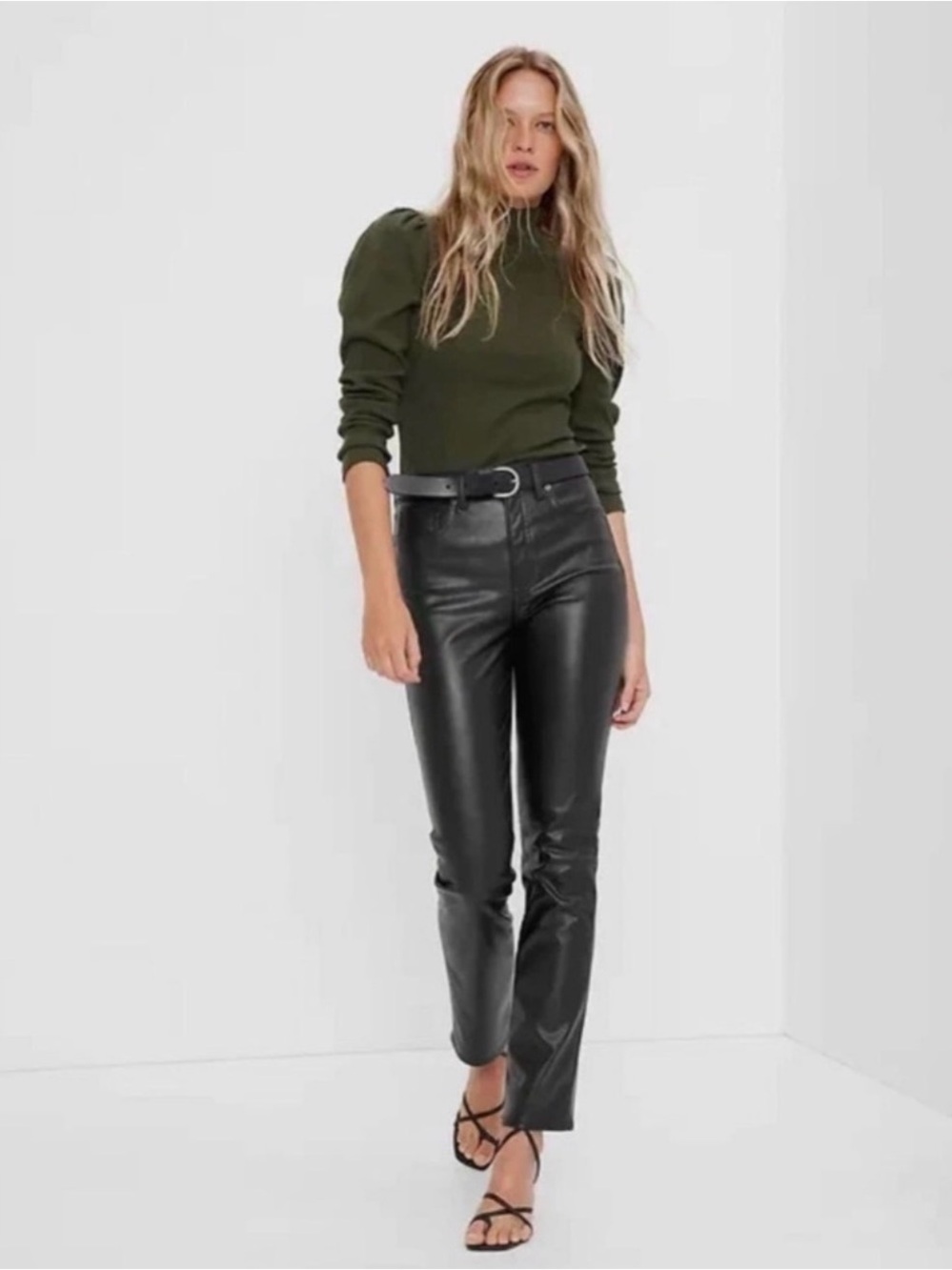 GAP Black Vintage Slim High Rise Leather Pants